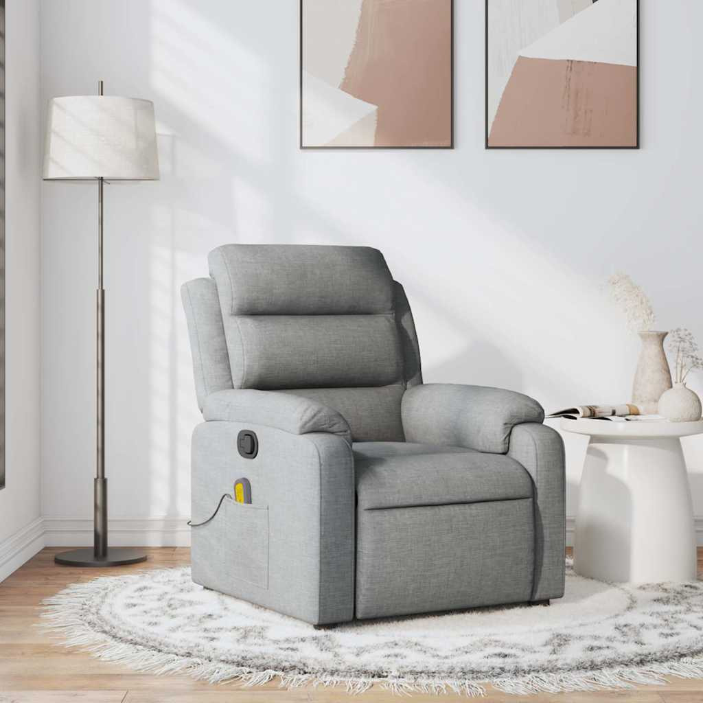 Vidaxl Massage Recliner Chair Light Gray Fabric