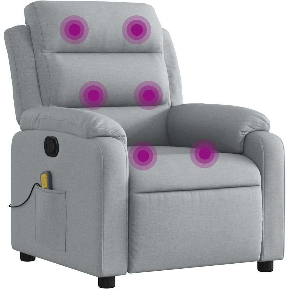 Vidaxl Massage Recliner Chair Light Gray Fabric