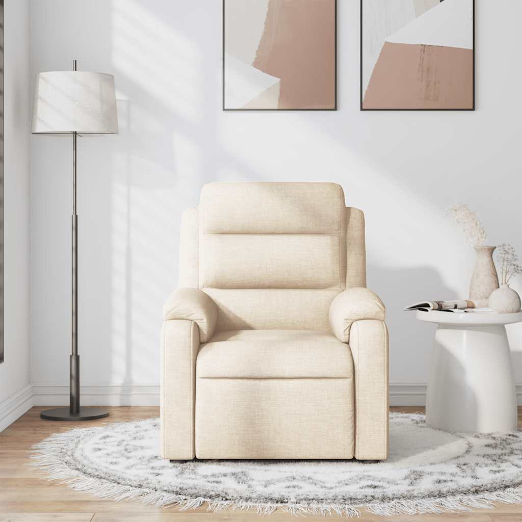Vidaxl Massage Recliner Chair Cream Fabric