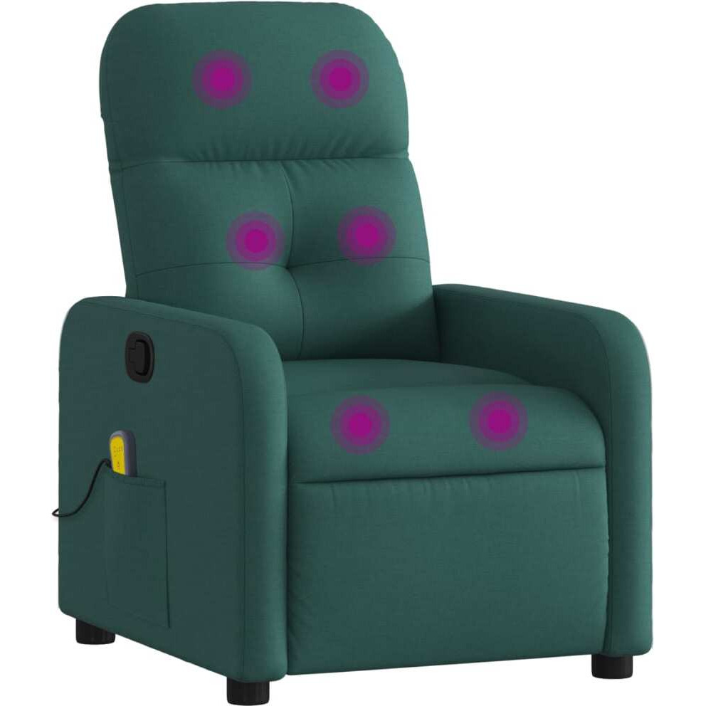 Vidaxl Massage Recliner Chair Dark Green Fabric