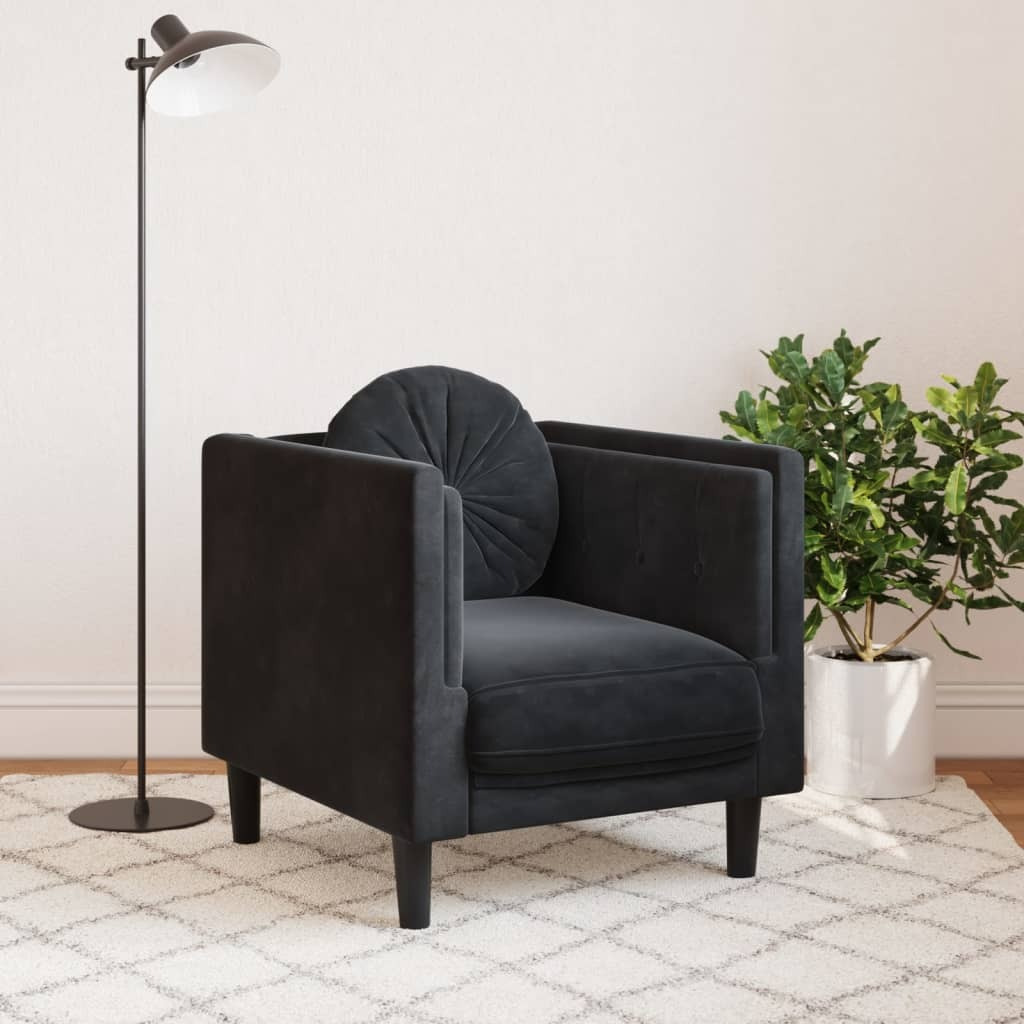 Vidaxl Sofa Chair With Cushion Black Velvet