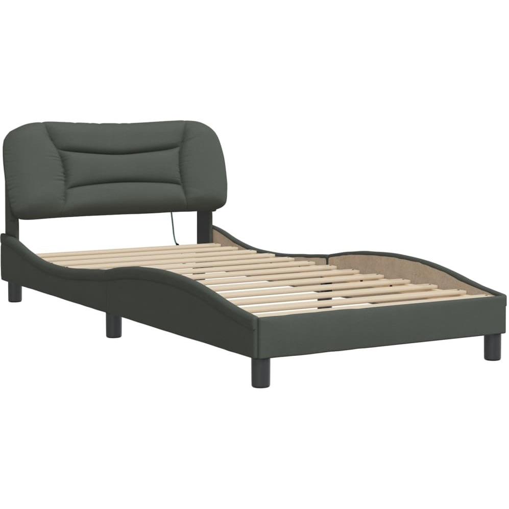Vidaxl Bed Frame With Led Lights Dark Gray 39.4X79.9 Twin Xl Fabric