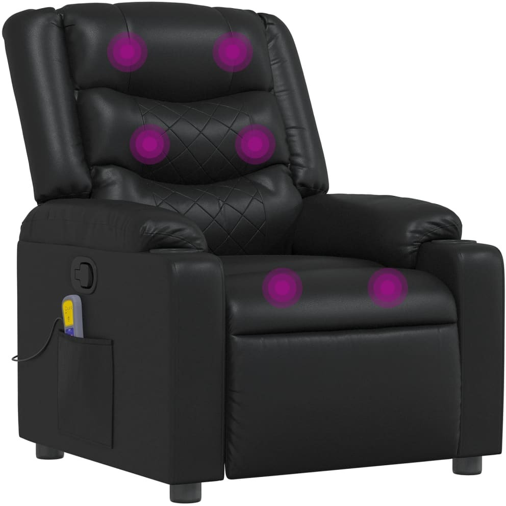 Vidaxl Massage Recliner Chair Black Faux Leather