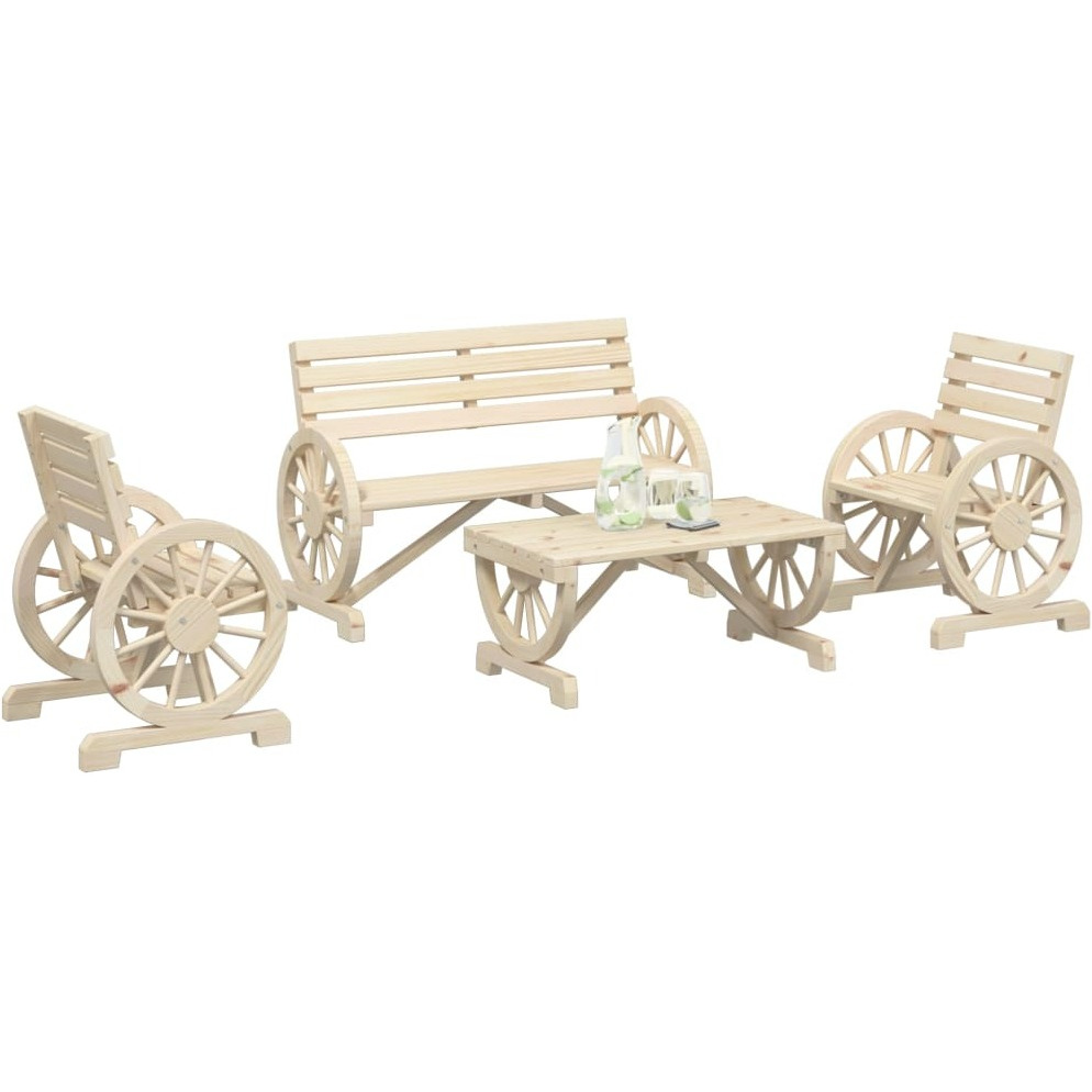 Vidaxl 4 Piece Patio Lounge Set Solid Wood Fir