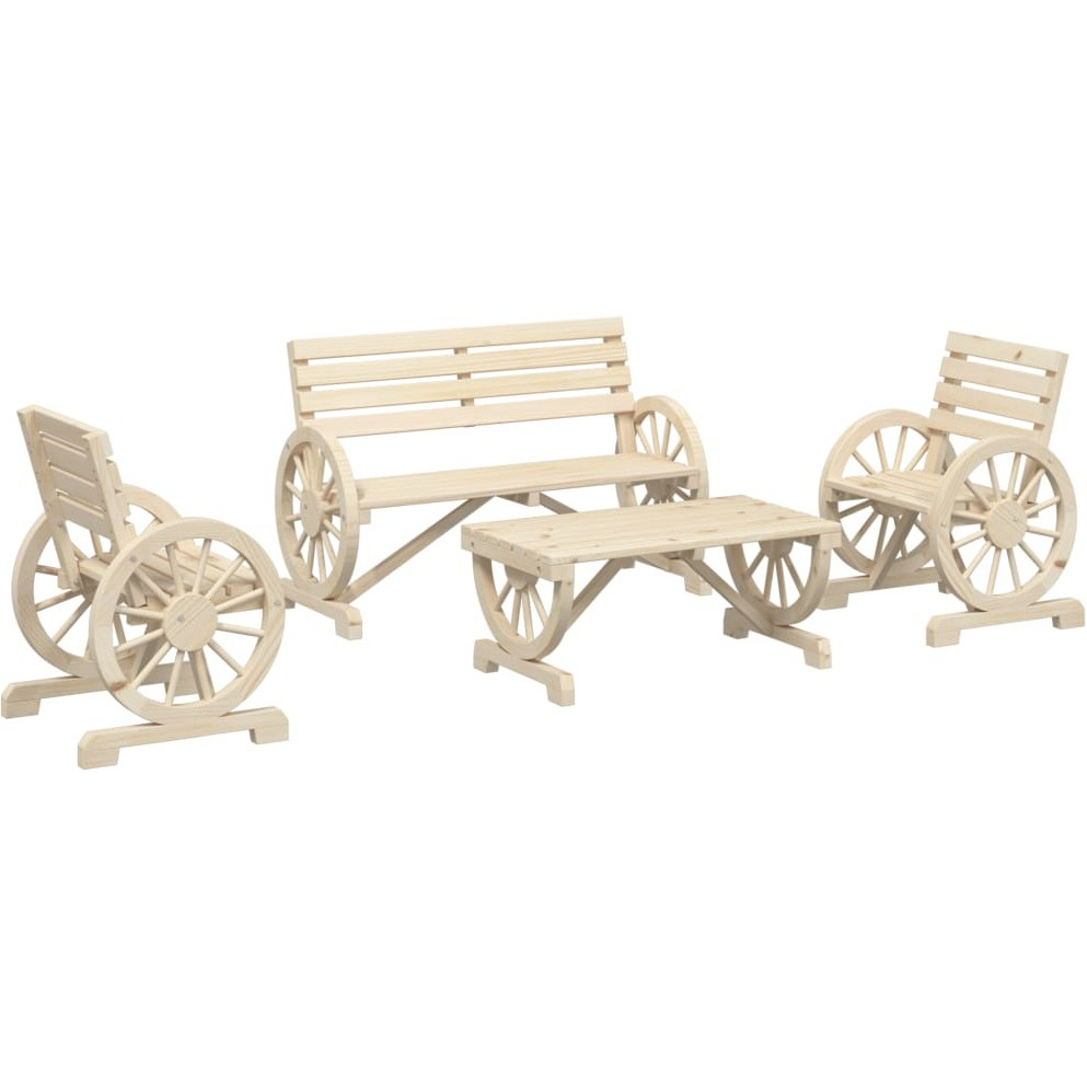 Vidaxl 4 Piece Patio Lounge Set Solid Wood Fir