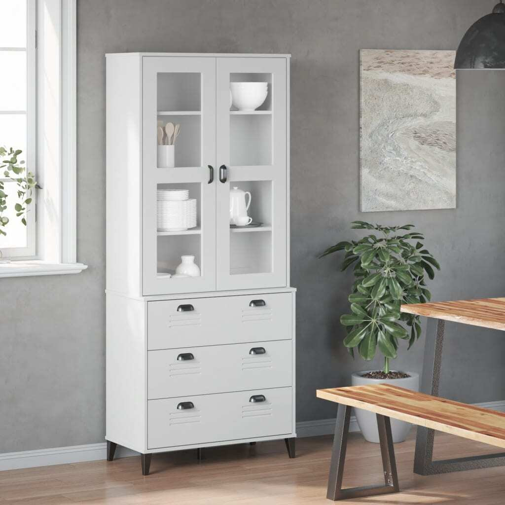 Vidaxl Highboard Viken White 31.5X15.7X74.8 Solid Wood Pine