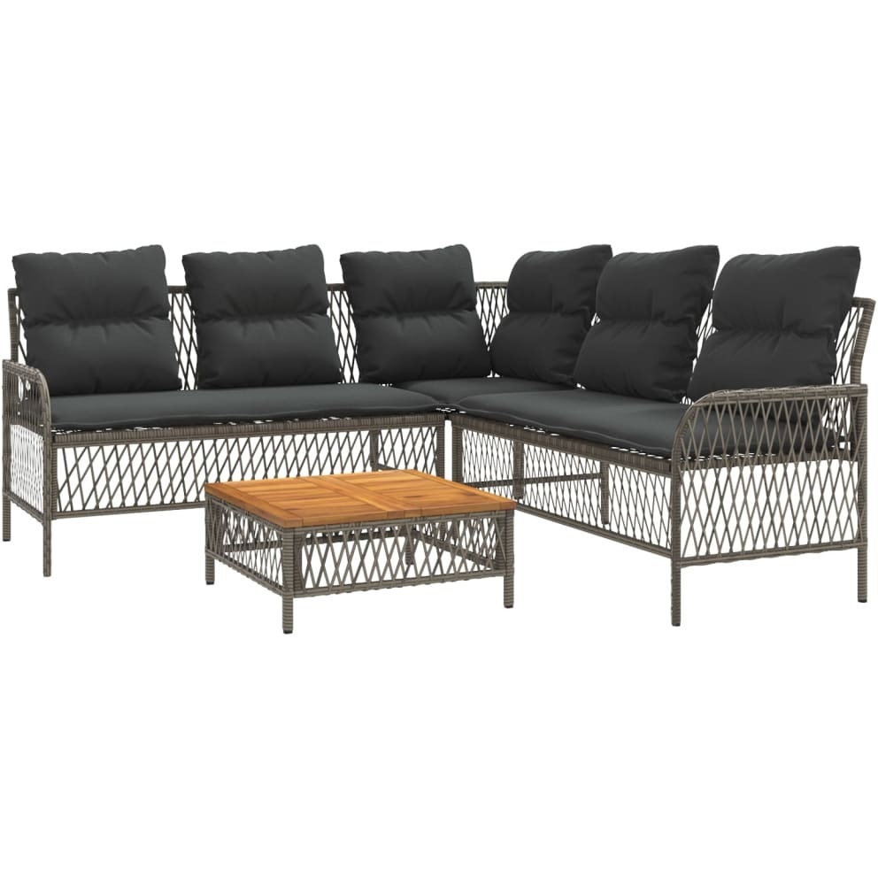 Vidaxl 2 Piece Patio Sofa Set With Cushions Gray Poly Rattan