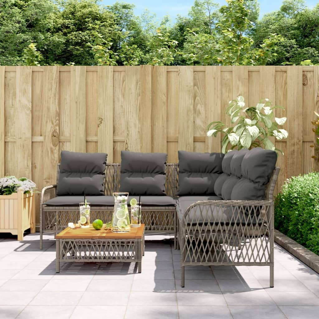 Vidaxl 2 Piece Patio Sofa Set With Cushions Gray Poly Rattan