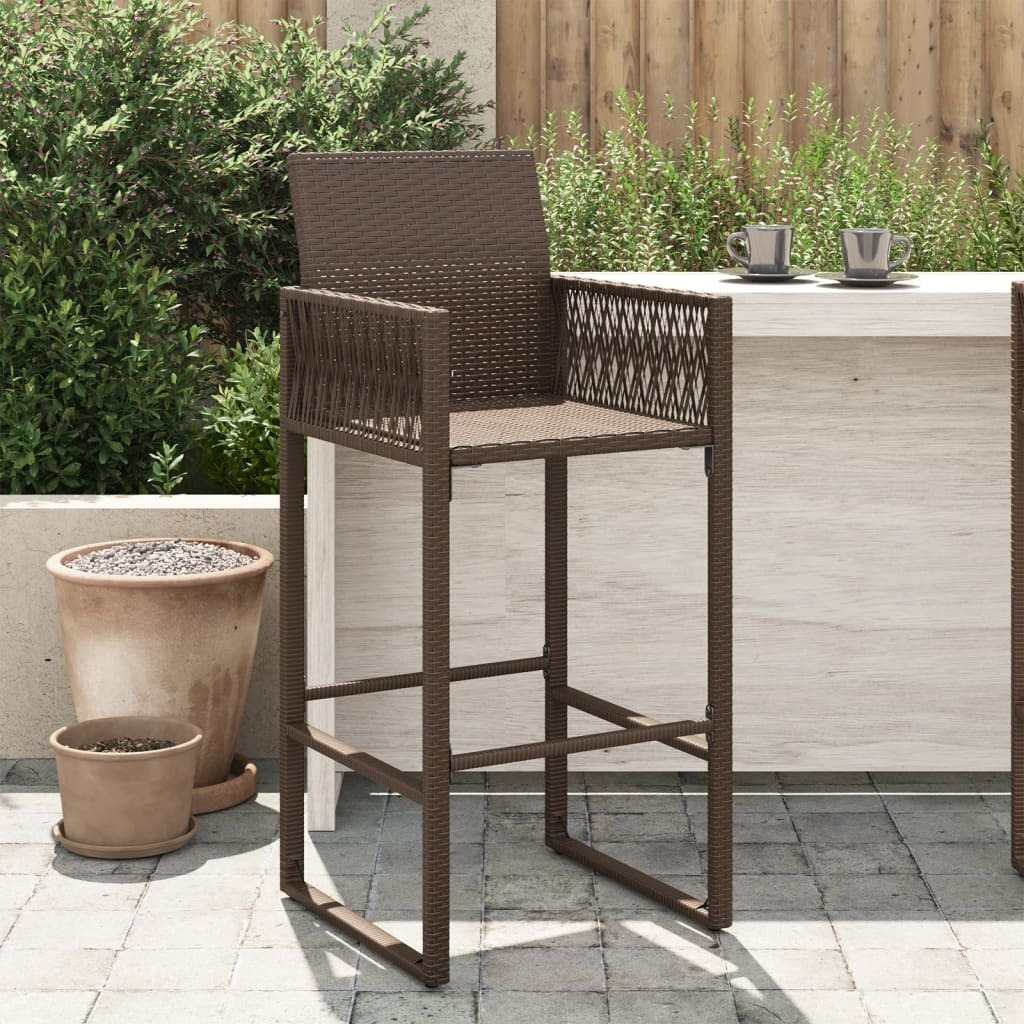 Vidaxl Patio Bar Stools 2 Pcs Brown Poly Rattan