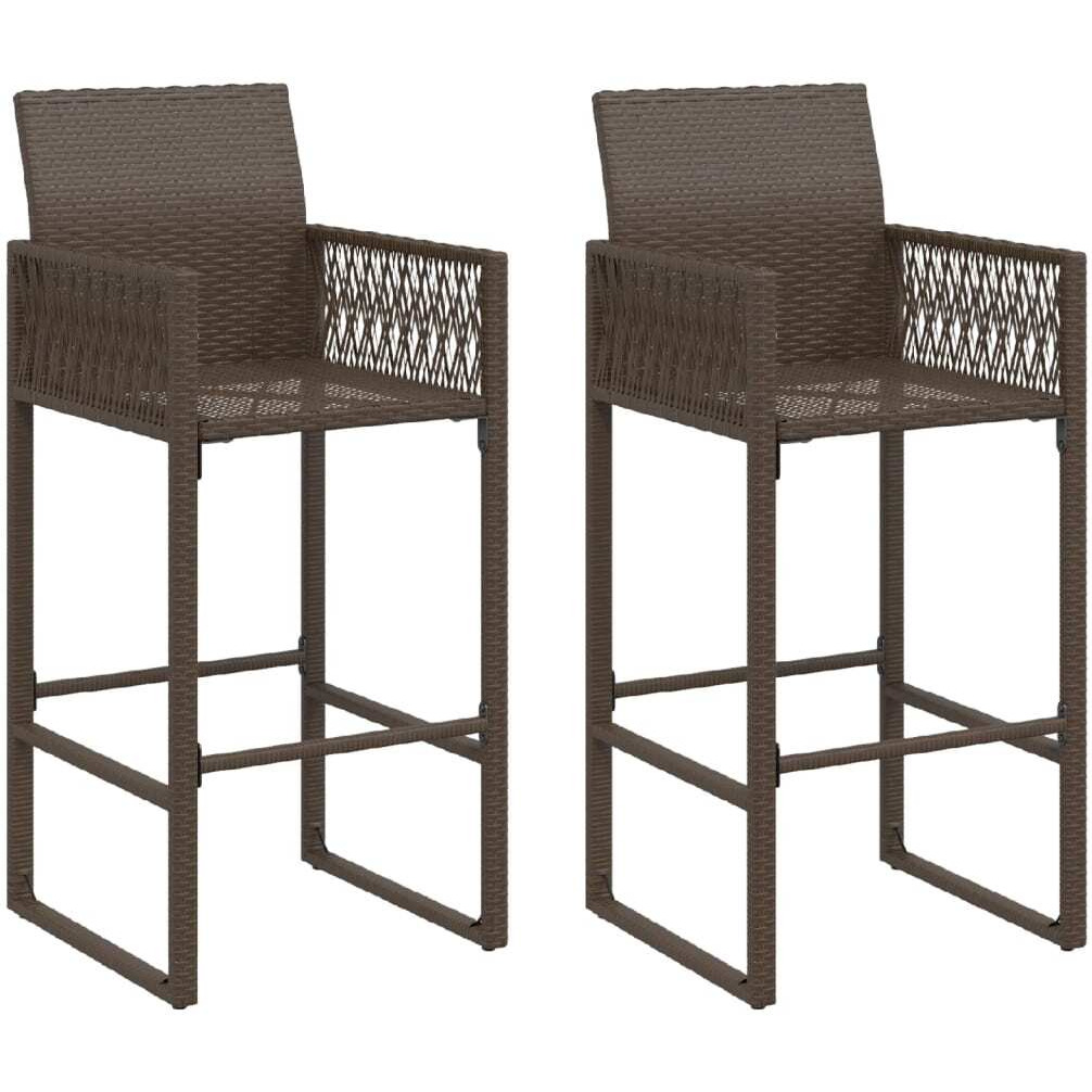 Vidaxl Patio Bar Stools 2 Pcs Brown Poly Rattan