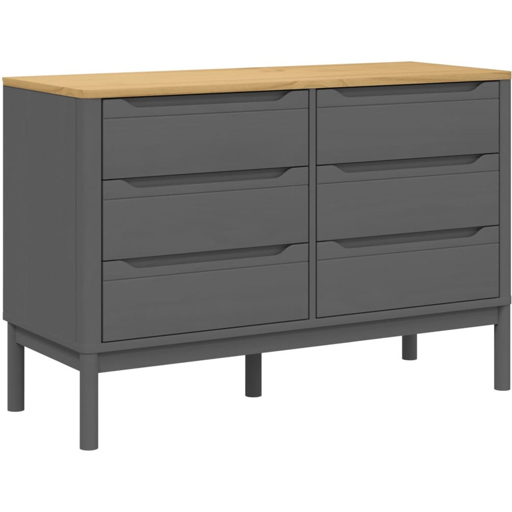 Vidaxl Chest Of Drawers Floro Gray Solid Wood Pine