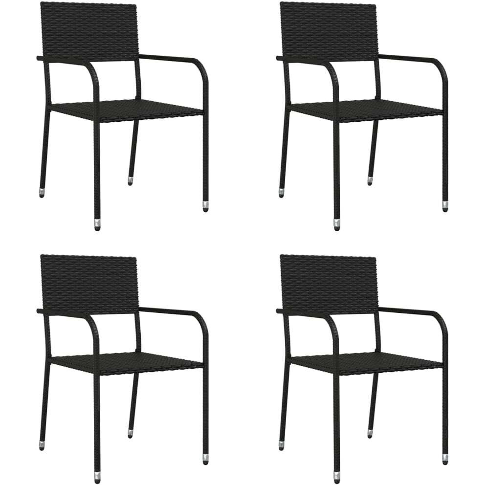 Vidaxl 5 Piece Patio Dining Set Black Poly Rattan