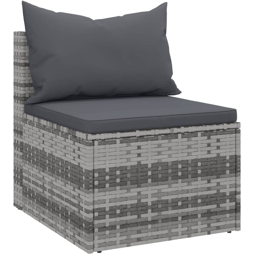 Vidaxl Patio Middle Sofas With Cushions 2 Pcs Gray Poly Rattan