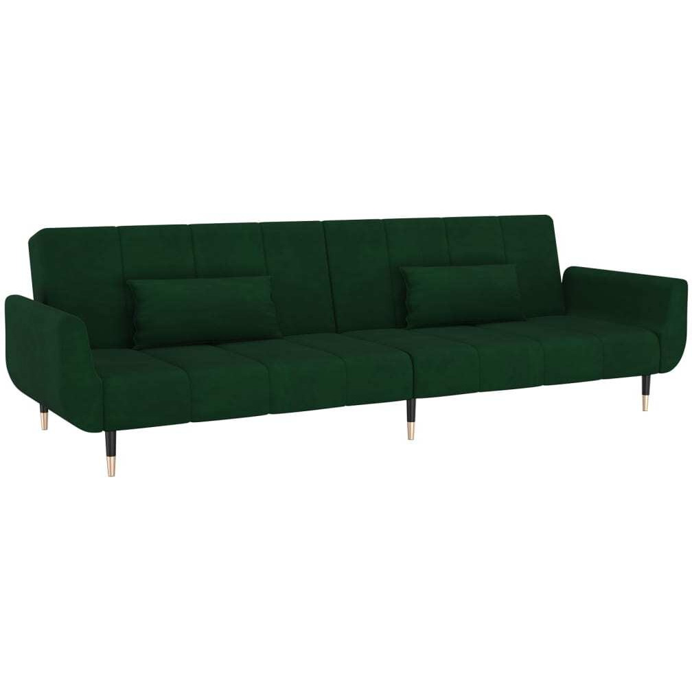 Vidaxl 2-Seater Sofa Bed With Two Pillows Dark Green Velvet