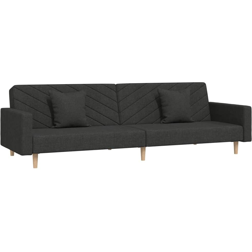 Vidaxl 2-Seater Sofa Bed With Two Pillows Black Fabric