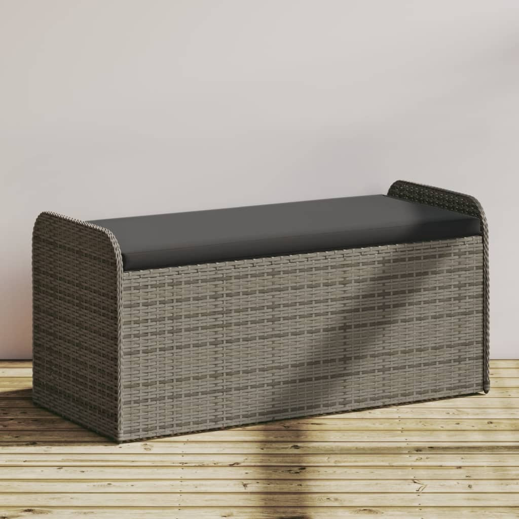 Vidaxl Storage Bench With Cushion Gray 45.3X20.1X20.5 Poly Rattan
