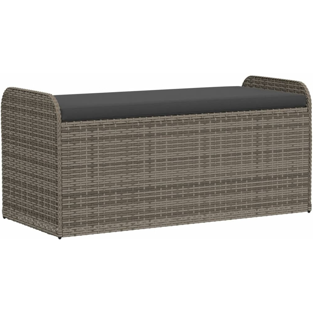 Vidaxl Storage Bench With Cushion Gray 45.3X20.1X20.5 Poly Rattan