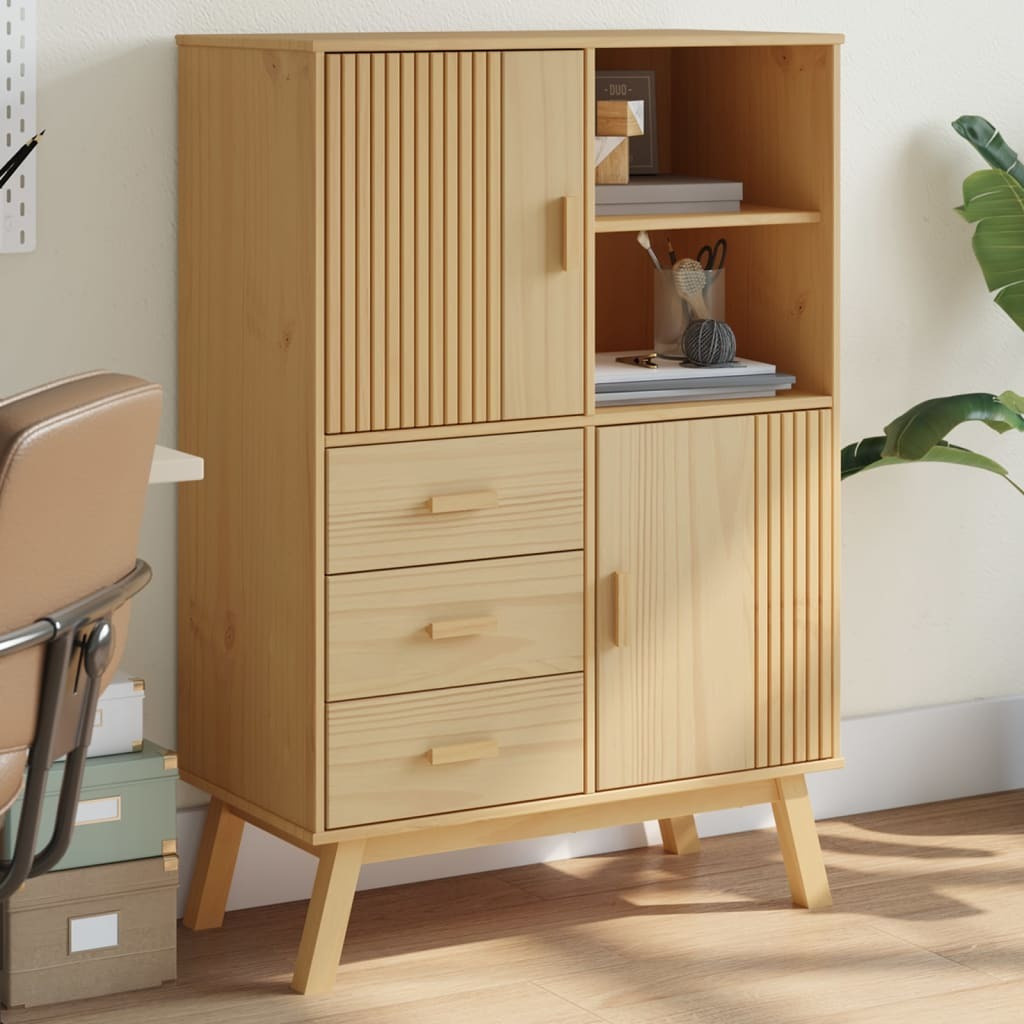 Vidaxl Highboard Olden Brown 33.5X16.9X49.2 Solid Wood Pine