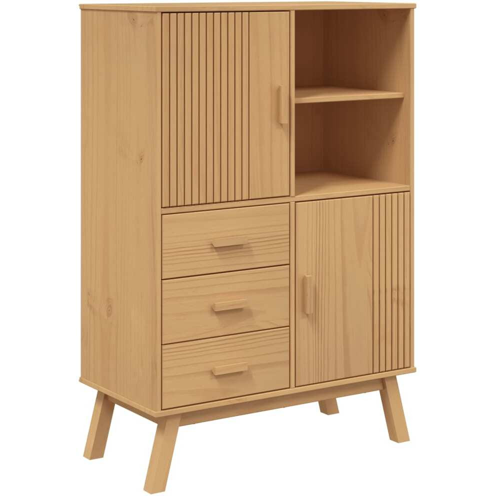 Vidaxl Highboard Olden Brown 33.5X16.9X49.2 Solid Wood Pine