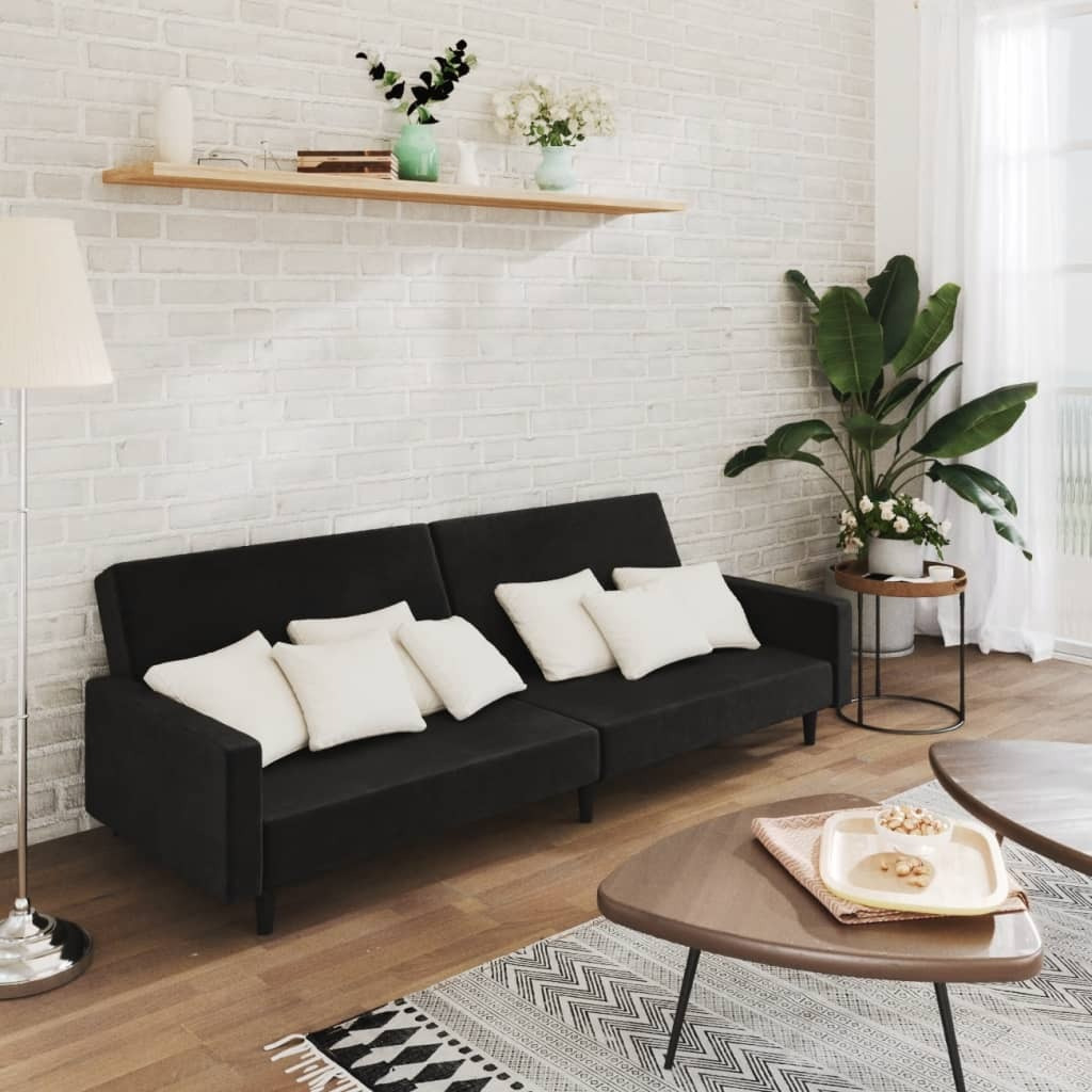 Vidaxl 2-Seater Sofa Bed Black Velvet