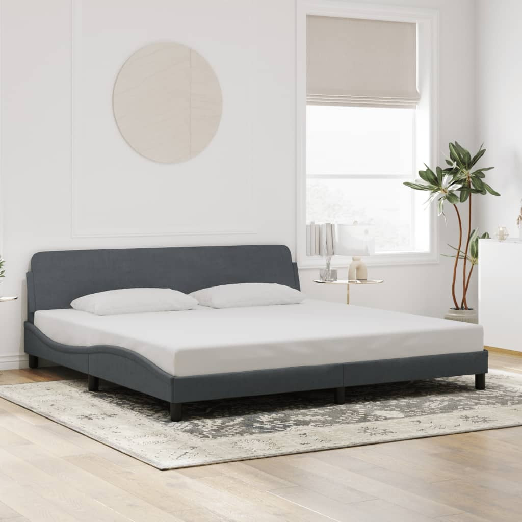 Vidaxl Bed Frame With Headboard Dark Gray 76X79.9 King Velvet