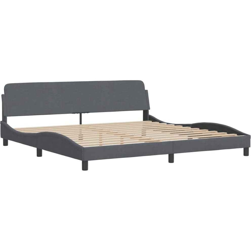 Vidaxl Bed Frame With Headboard Dark Gray 76X79.9 King Velvet
