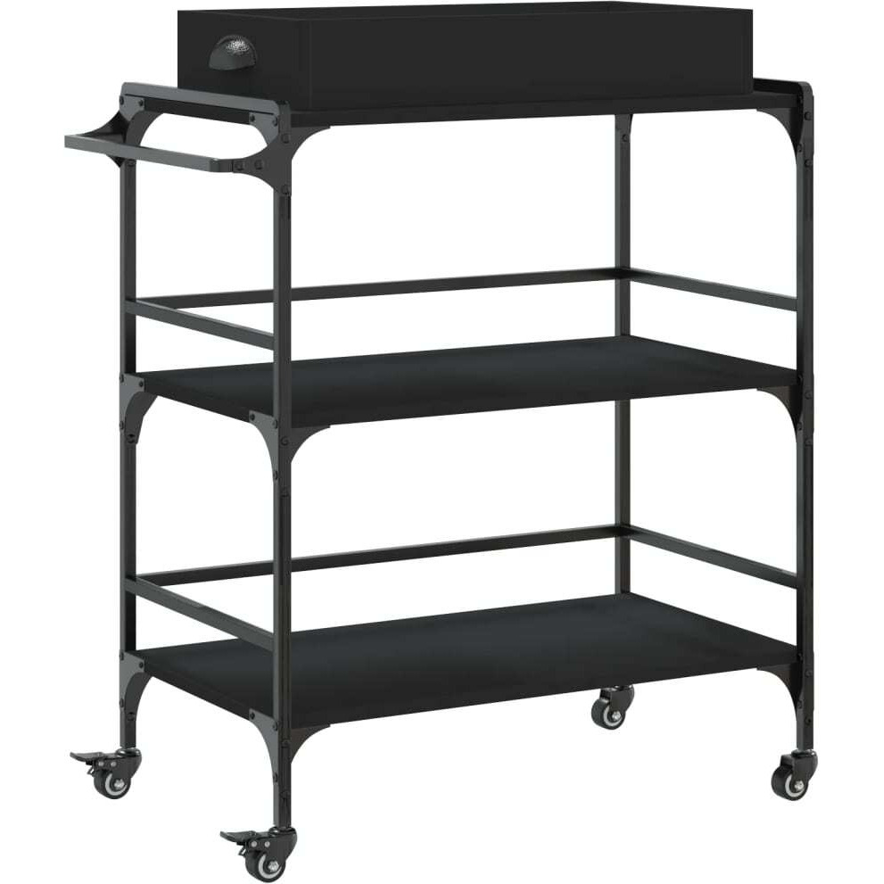 Vidaxl Kitchen Trolley Black 32.1X16.1X36.4 Engineered Wood
