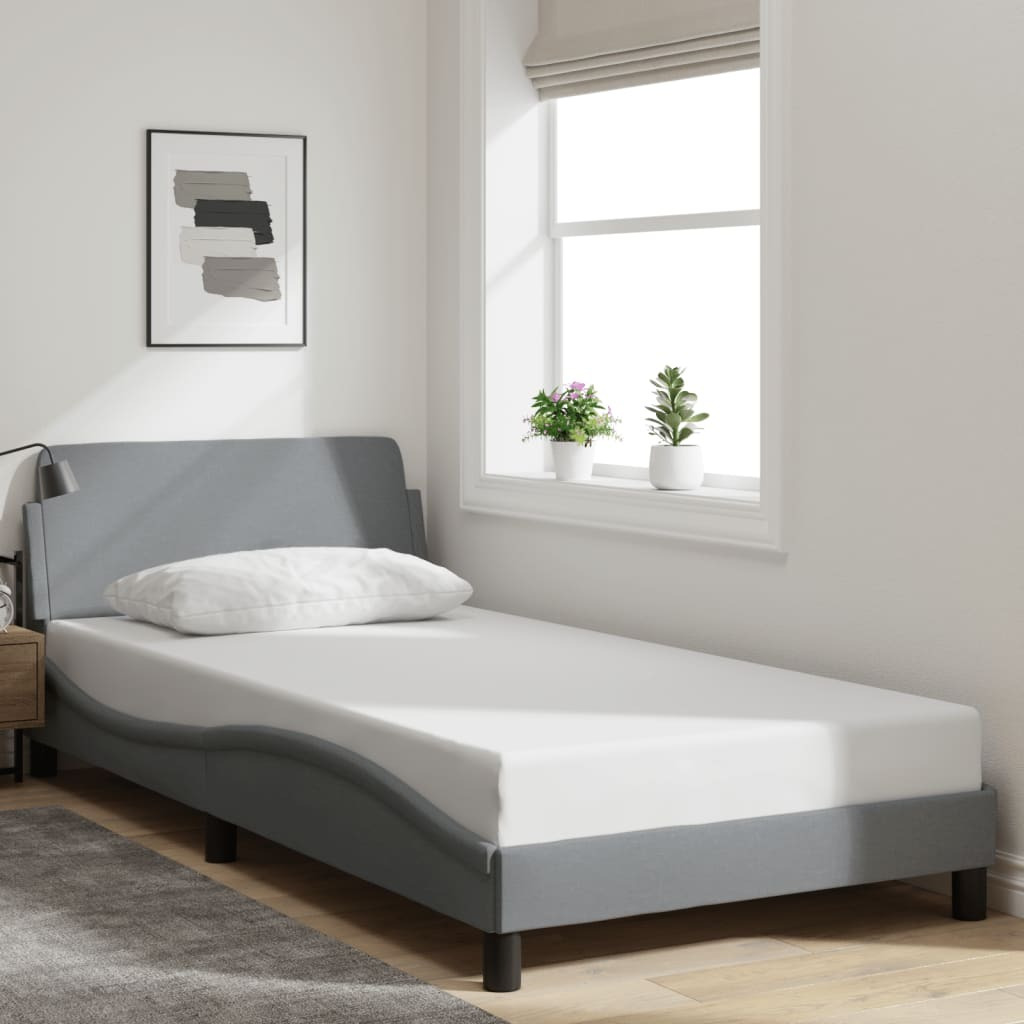 Vidaxl Bed Frame With Headboard Light Gray 39.4X79.9 Twin Xl Fabric