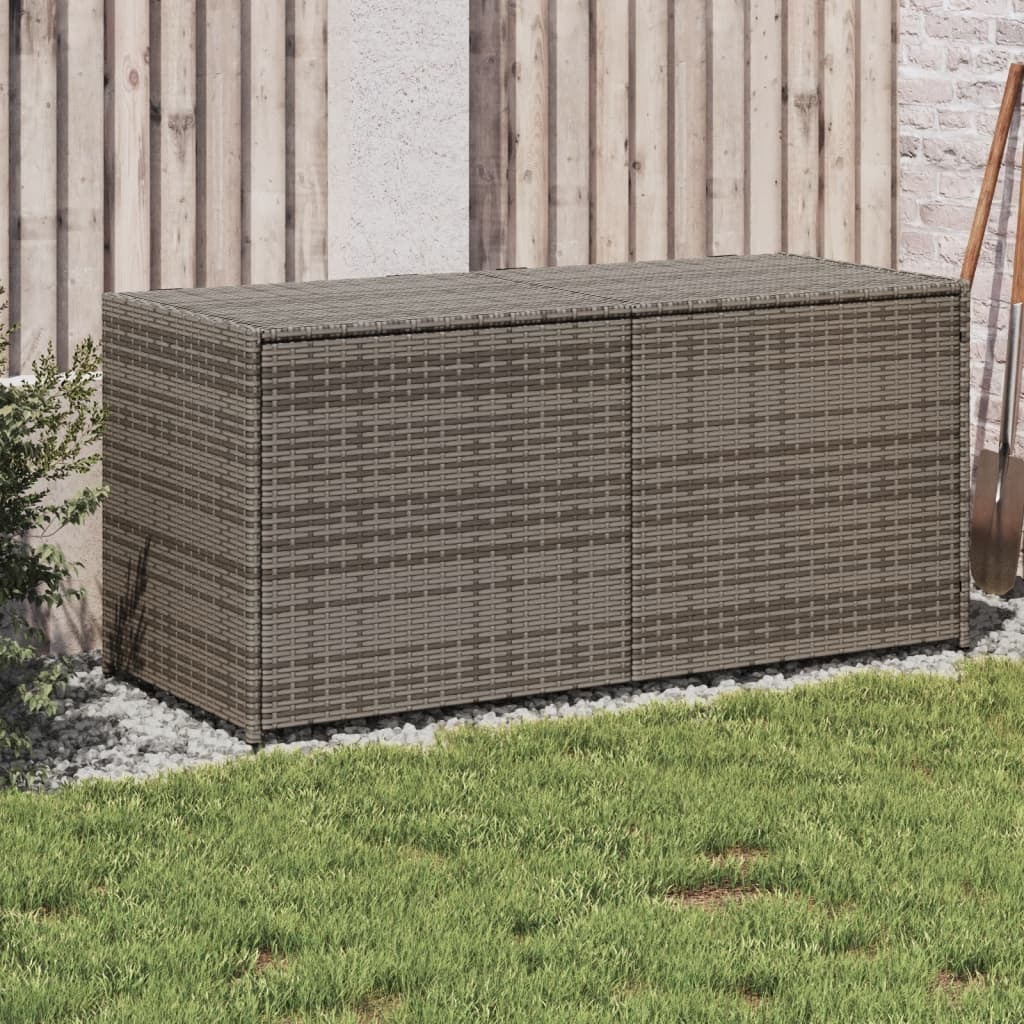 Vidaxl Garden Storage Box Gray 74.8 Gal Poly Rattan