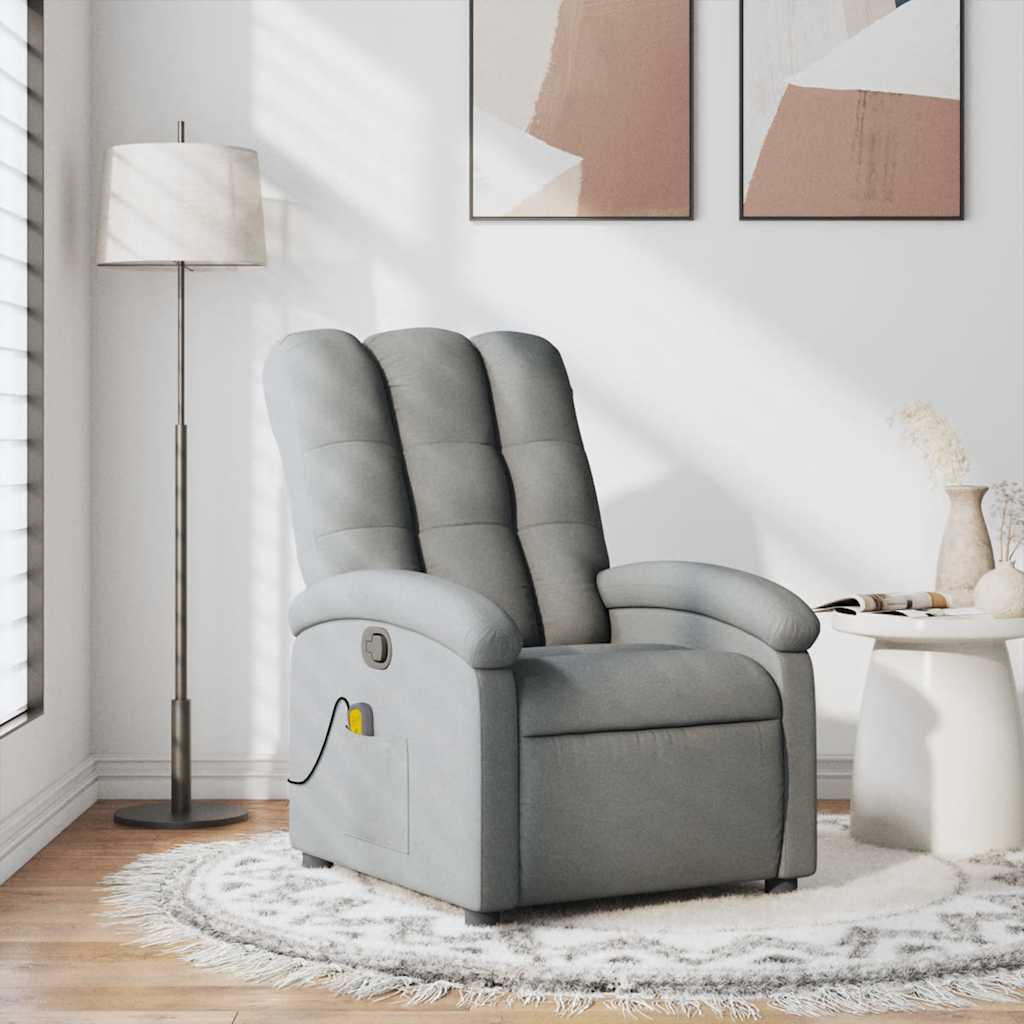 Vidaxl Massage Recliner Chair Light Gray Fabric