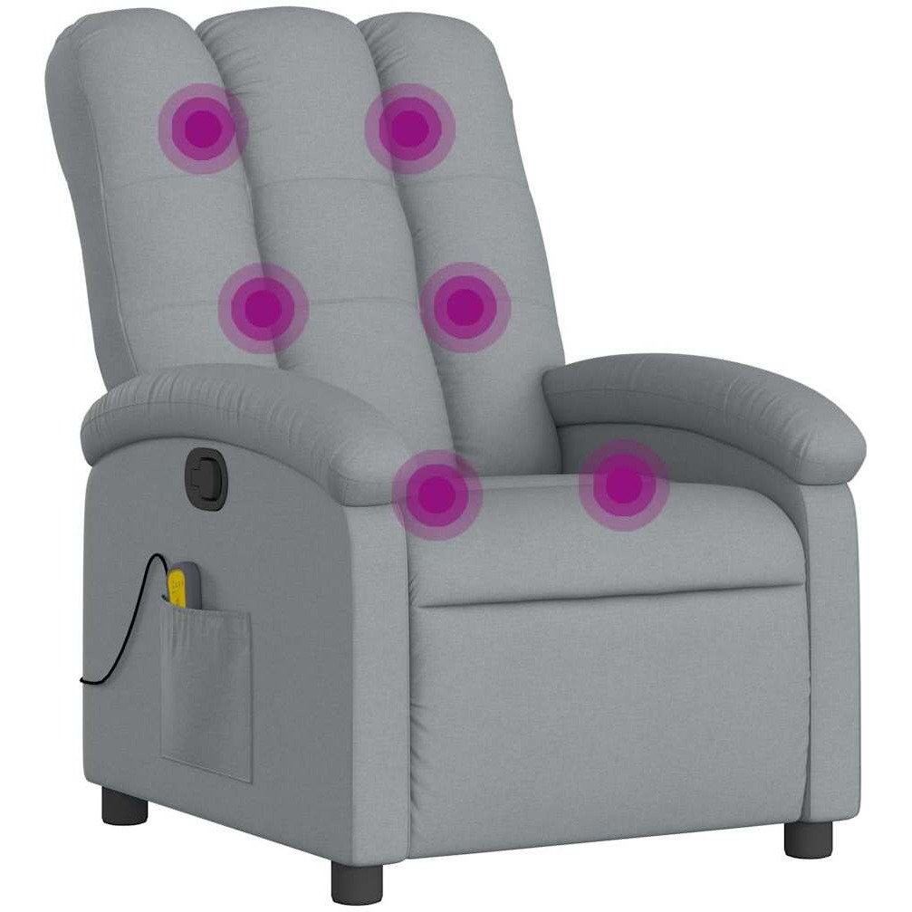 Vidaxl Massage Recliner Chair Light Gray Fabric