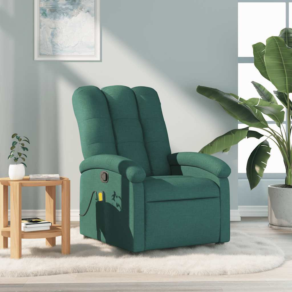 Vidaxl Massage Recliner Chair Dark Green Fabric