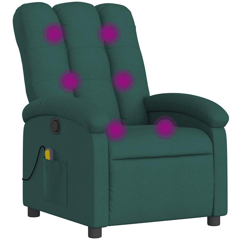Vidaxl Massage Recliner Chair Dark Green Fabric