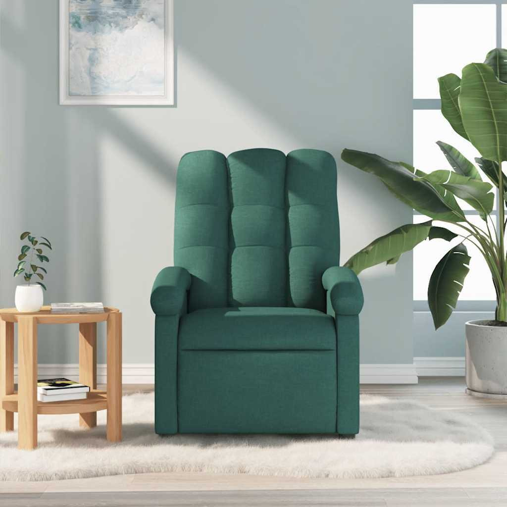 Vidaxl Massage Recliner Chair Dark Green Fabric