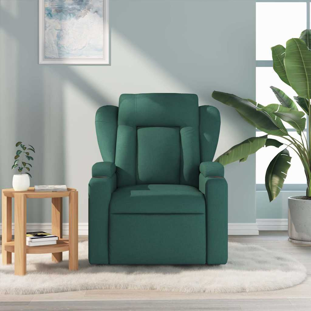 Vidaxl Massage Recliner Chair Dark Green Fabric