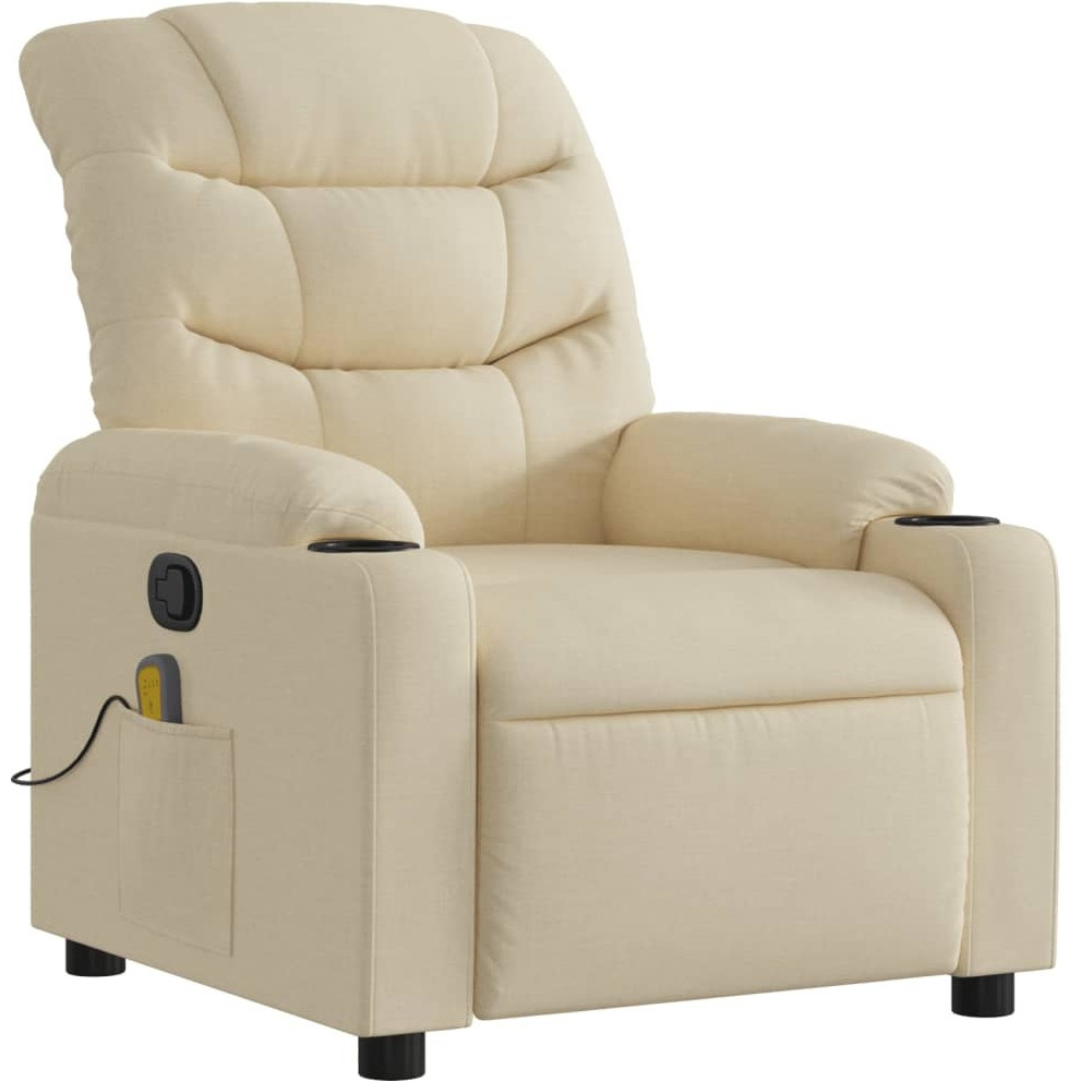 Vidaxl Massage Recliner Chair Cream Fabric