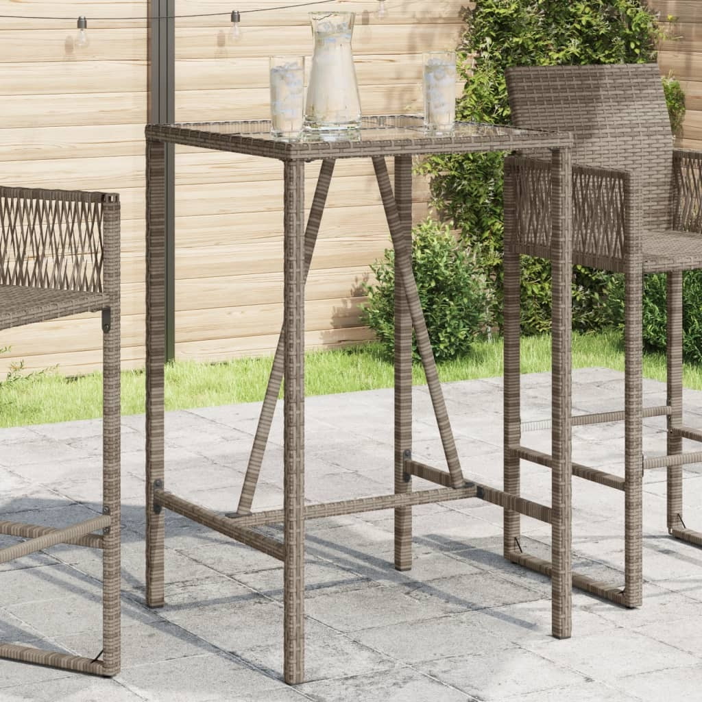 Vidaxl Patio Bar Table Gray 27.6X27.6X43.3 Poly Rattan