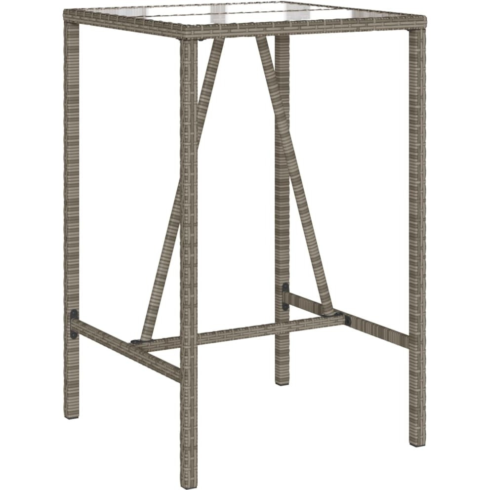 Vidaxl Patio Bar Table Gray 27.6X27.6X43.3 Poly Rattan