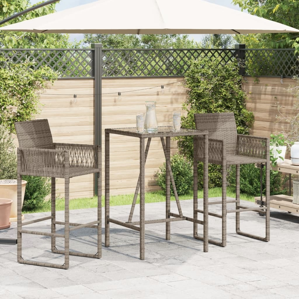 Vidaxl Patio Bar Table Gray 27.6X27.6X43.3 Poly Rattan