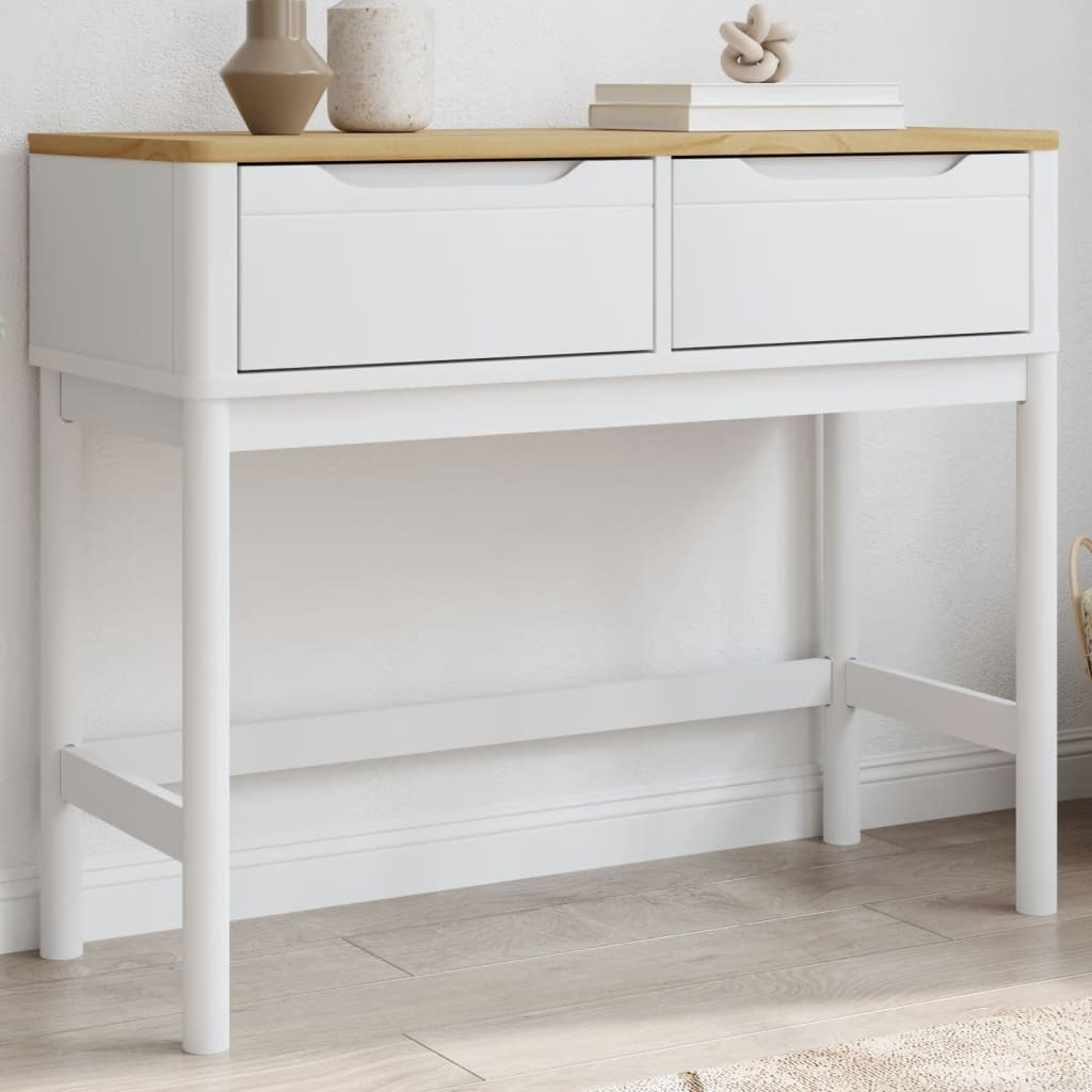 Vidaxl Console Table Floro White 35.2X14.4X28.7 Solid Wood Pine
