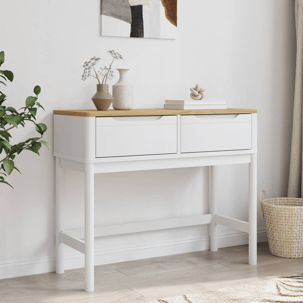 Vidaxl Console Table Floro White 35.2X14.4X28.7 Solid Wood Pine