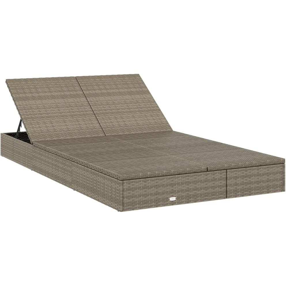 Vidaxl 2-Person Sunbed With Cushions Gray Poly Rattan