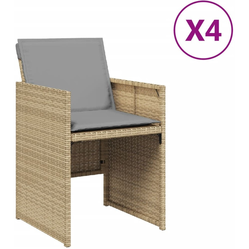 Vidaxl Patio Chairs With Cushions 4 Pcs Mix Beige Poly Rattan