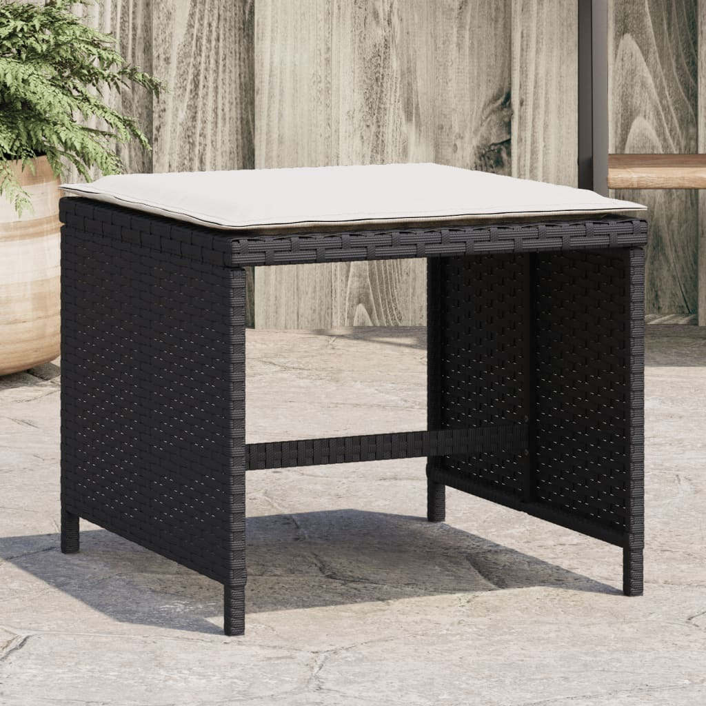 Vidaxl Patio Stools With Cushions 4 Pcs Black 15.7X15.7X13.8 Poly Rattan