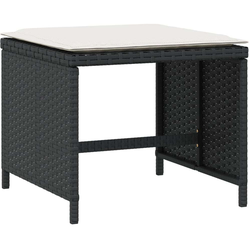 Vidaxl Patio Stools With Cushions 4 Pcs Black 15.7X15.7X13.8 Poly Rattan