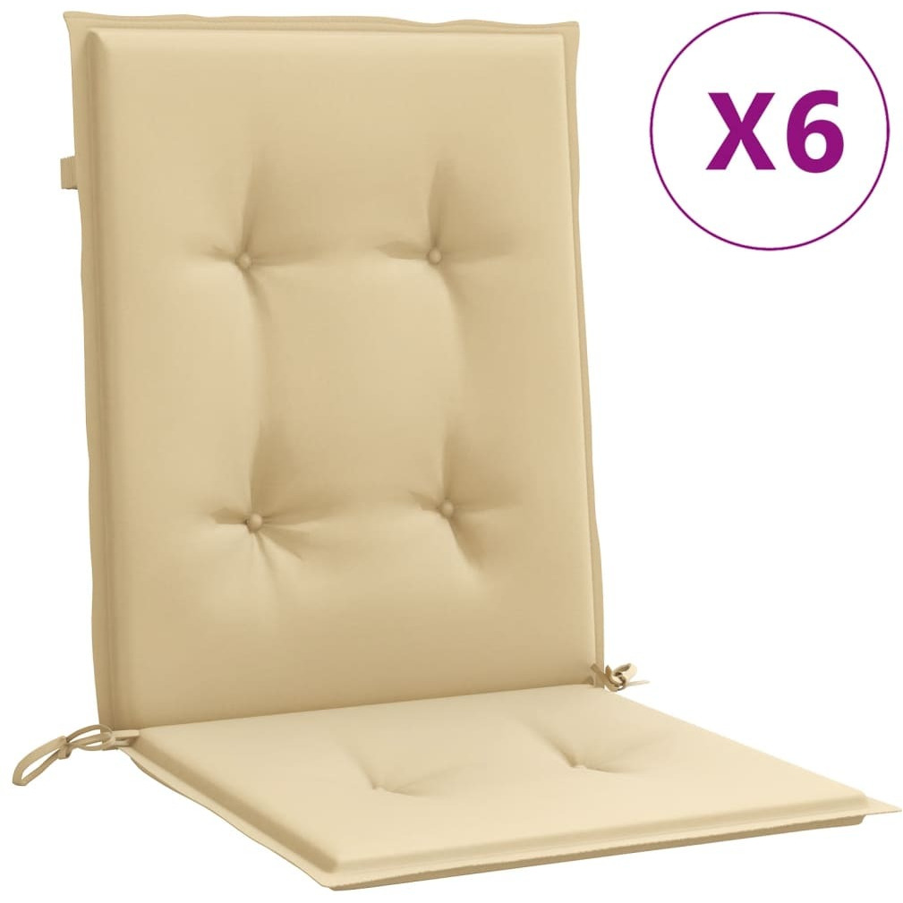 Vidaxl Lowback Chair Cushions 6 Pcs Melange Beige 39.4X19.7X1.6 Fabric