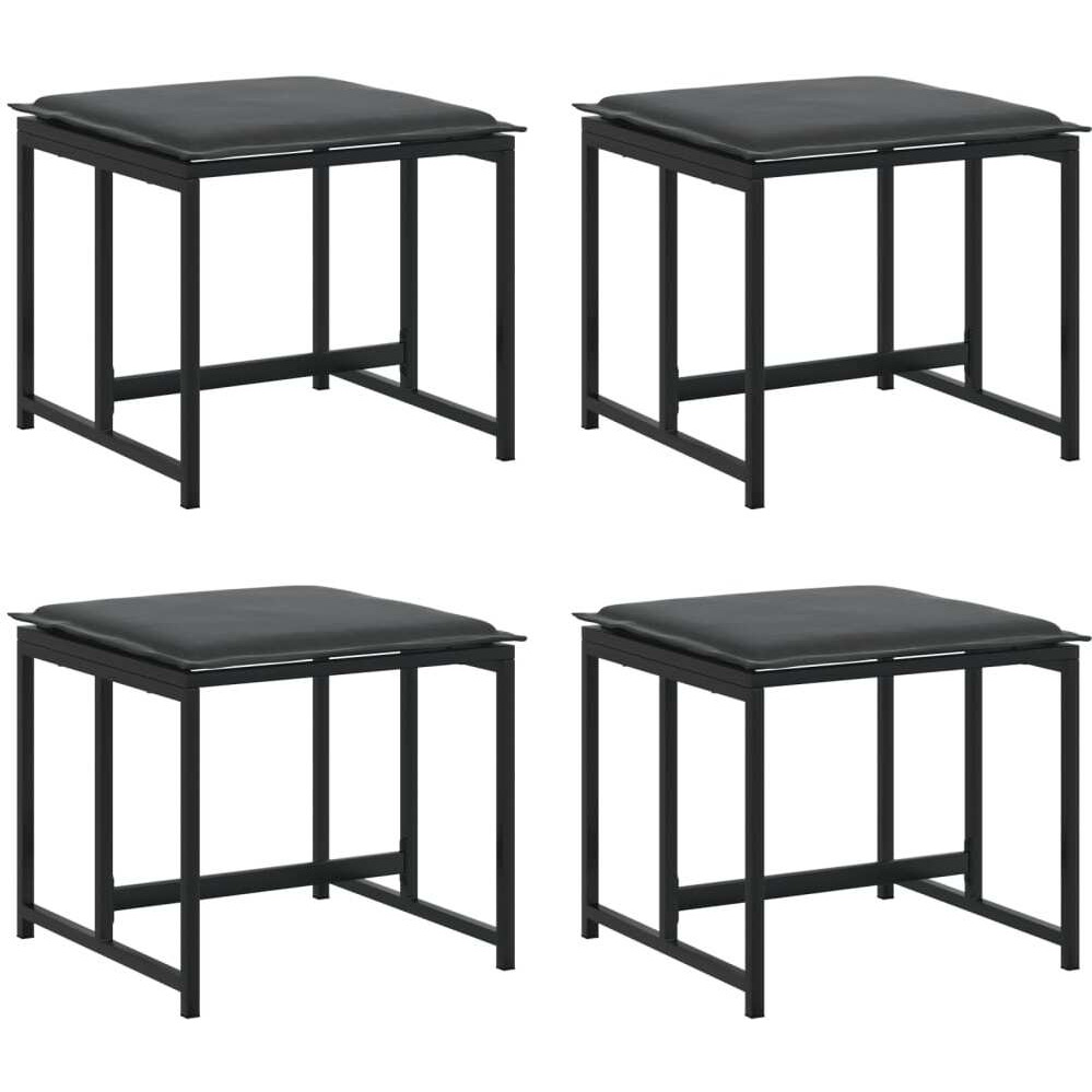 Vidaxl Patio Stools With Cushions 4 Pcs Black Steel And Textilene