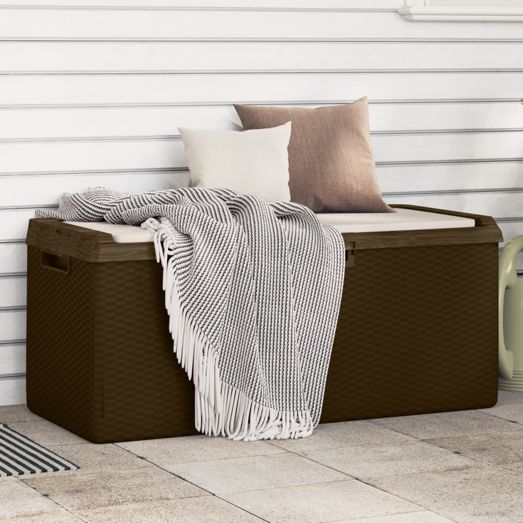 Vidaxl Patio Storage Box With Seat Cushion Brown 92.5 Gal Pp