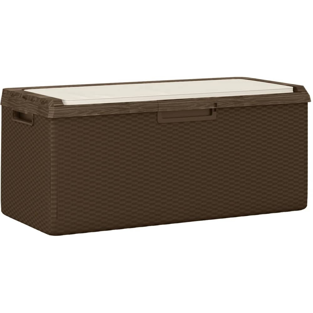 Vidaxl Patio Storage Box With Seat Cushion Brown 92.5 Gal Pp