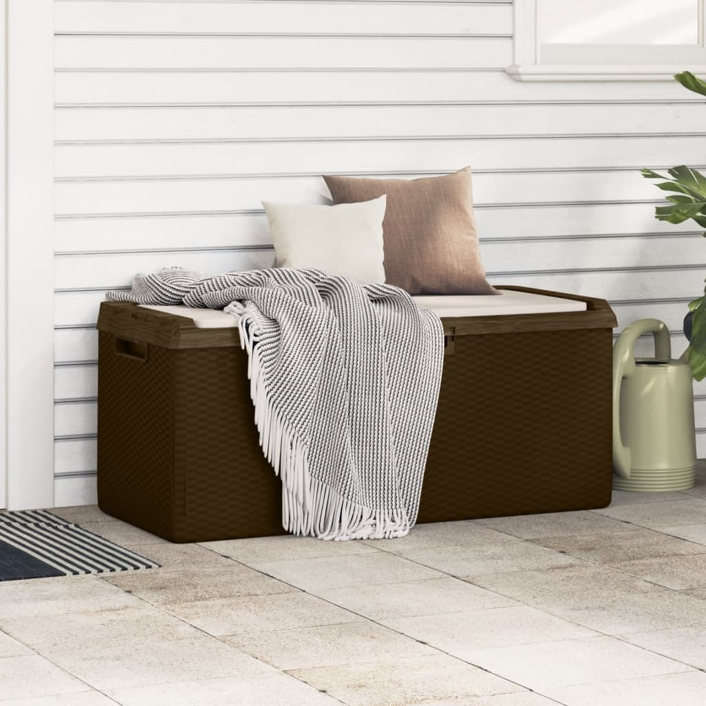 Vidaxl Patio Storage Box With Seat Cushion Brown 92.5 Gal Pp